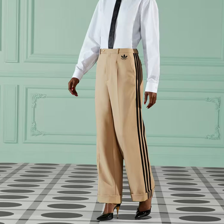 (Women) GUCCI adidas Originals SS23 Brown Striped Straight-Leg Pants 715808-ZAKTW-2327 圖 5