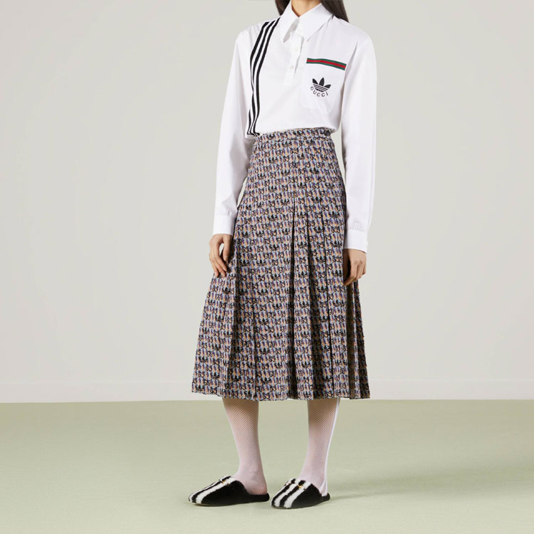 (Women) GUCCI adidas Originals SS23 Trefoil Logo Mini Skirt Women Blue Black 703001-ZALQK-4049 圖 5