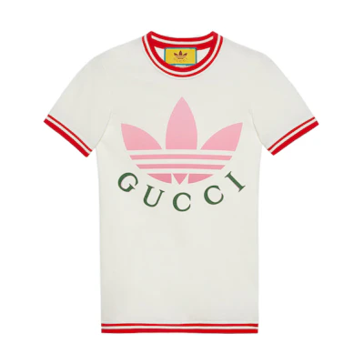 (Women) Gucci adidas Originals White Logo Print Short Sleeve T-Shirt 723405-XJE2D-9095