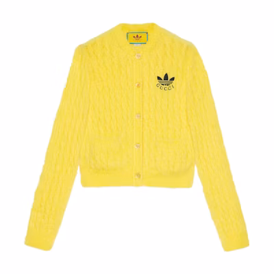 (Women) Gucci adidas Originals Yellow Logo Knit Cardigan SS23 Collection 723909-XKCRB-7738