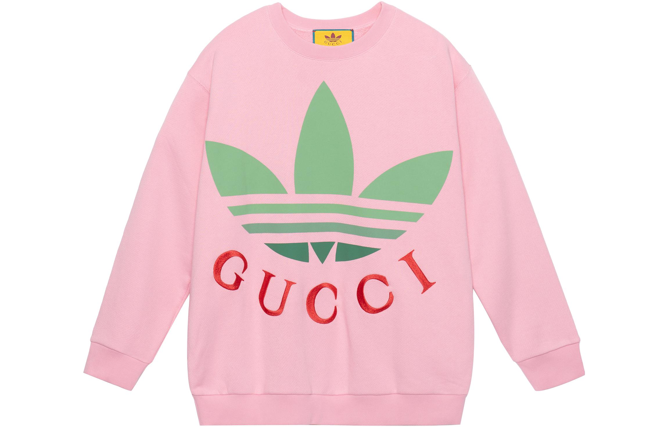 (Women) Gucci x adidas Pink Logo Print Knit Cotton Sweatshirt SS23 Collaboration 721361-XJE2B-5904