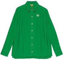 (Women) Gucci x adidas SS23 Green Embroidered Logo Pleated Long Sleeve Shirt 723257-ZALFE-3778 (Women) Gucci x adidas SS23 Green Embroidered Logo Pleated Long Sleeve Shirt 723257-ZALFE-3778