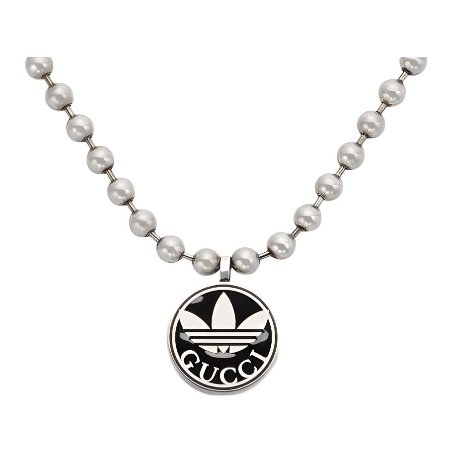 (Women) GUCCI x Adidas Trefoil Pendant 925 Silver Necklace for Women. 702788-JAACA-8163