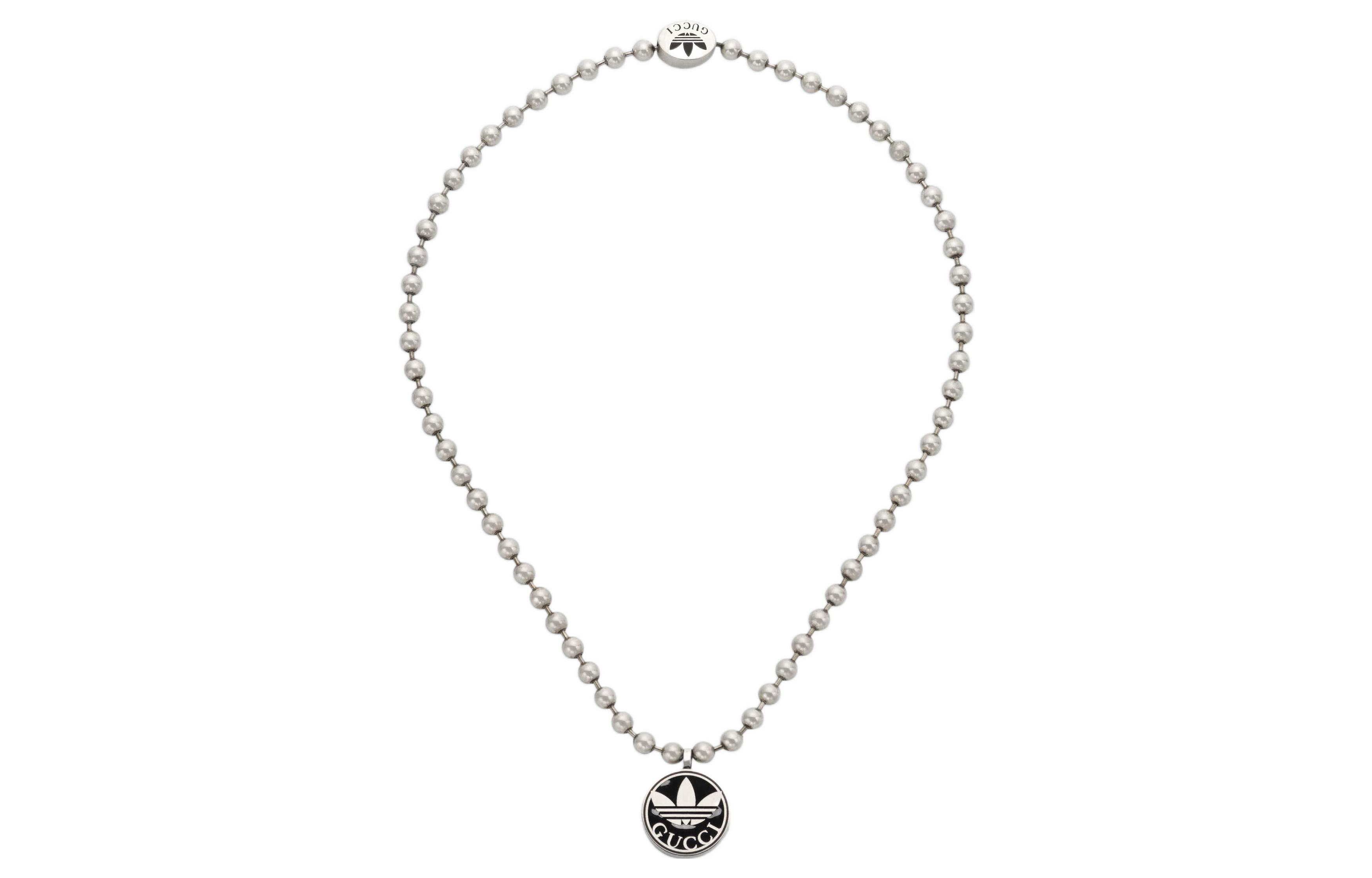 Lookbook (Women) GUCCI x Adidas Trefoil Pendant 925 Silver Necklace for Women. 702788-JAACA-8163