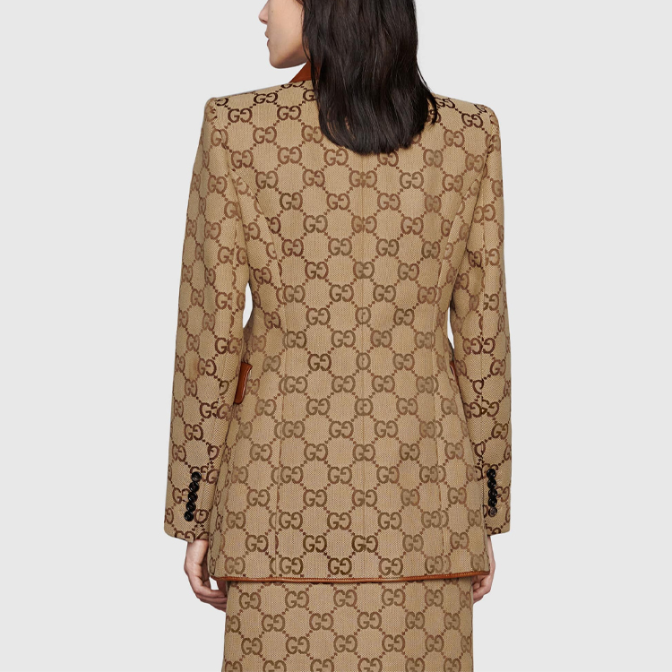 (Women) Gucci Balenciaga The Hacker Project Logo Print Blazer Jacket Women Brown 676222-Z8AS1-2184 圖 4