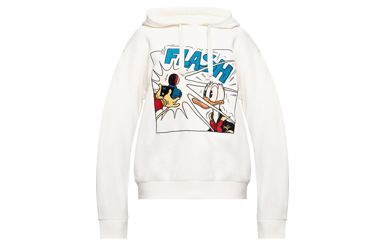 (Women) Gucci Disney Donald Duck Hoodie White 615061-XJDA5-9088