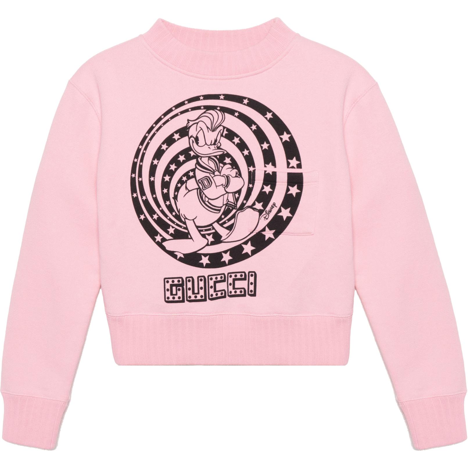 (Women) Gucci x Disney Donald Duck Logo Print Pink Crewneck Sweatshirt Women 652684-XJDC0-5904