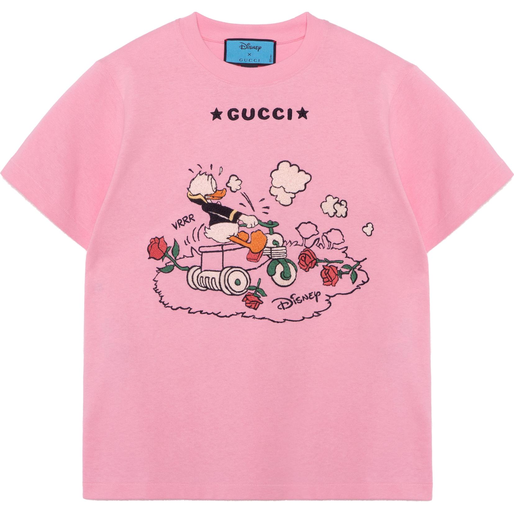 Buy (W) GUCCI x 迪士尼 唐老鸭 粉色卡通T恤 580762-XJDBH-5358
