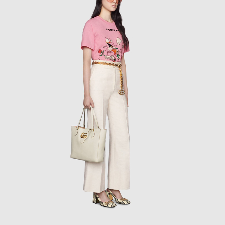 Details for (W) GUCCI x 迪士尼 唐老鸭 粉色卡通T恤 580762-XJDBH-5358