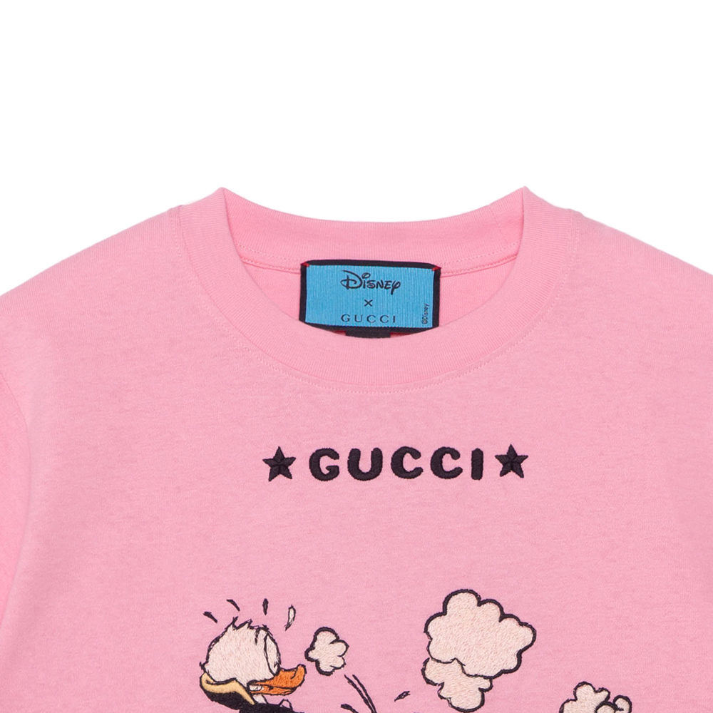 Cheap (W) GUCCI x 迪士尼 唐老鸭 粉色卡通T恤 580762-XJDBH-5358