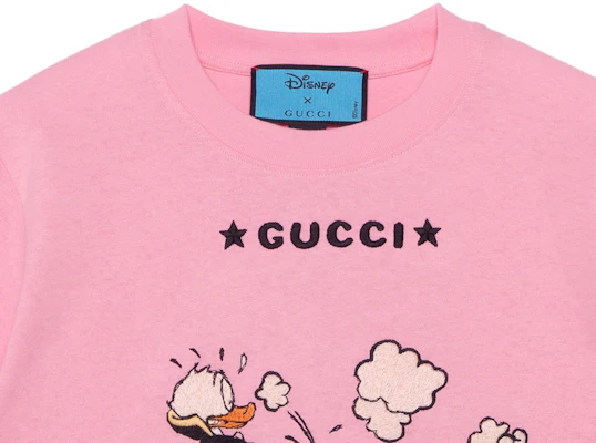 (W) GUCCI x 迪士尼 唐老鸭 粉色卡通T恤 580762-XJDBH-5358 Cheap (W) GUCCI x 迪士尼 唐老鸭 粉色卡通T恤 580762-XJDBH-5358