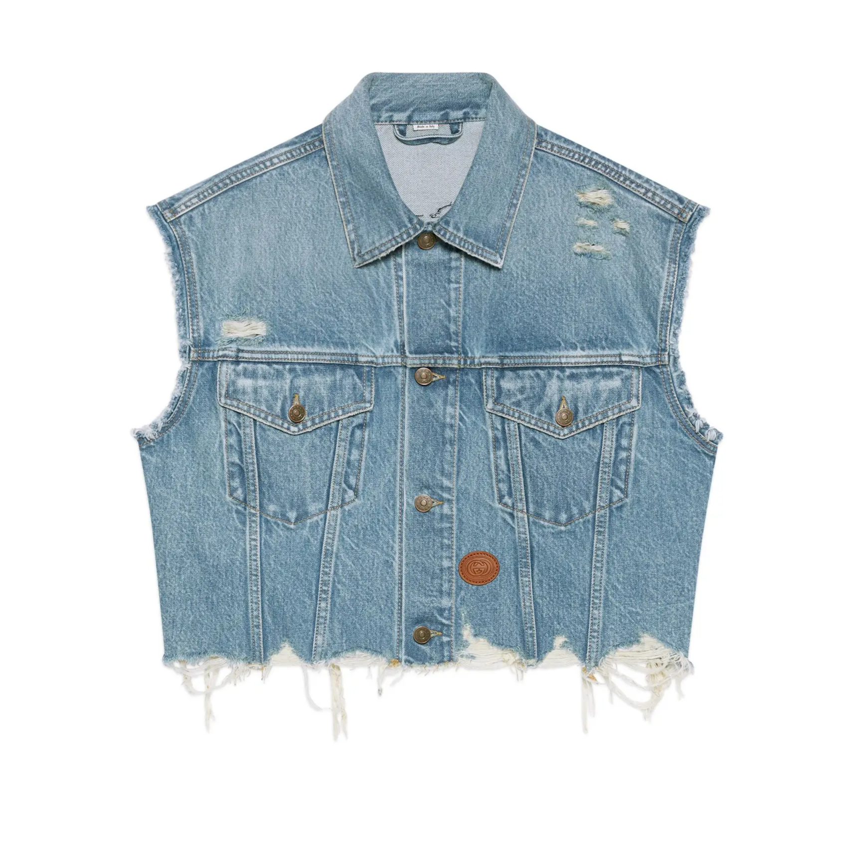 Buy (W) 구찌 x 디즈니 에코워시 숏 데님 베스트 라이트 블루 640376-XDBH8-4452