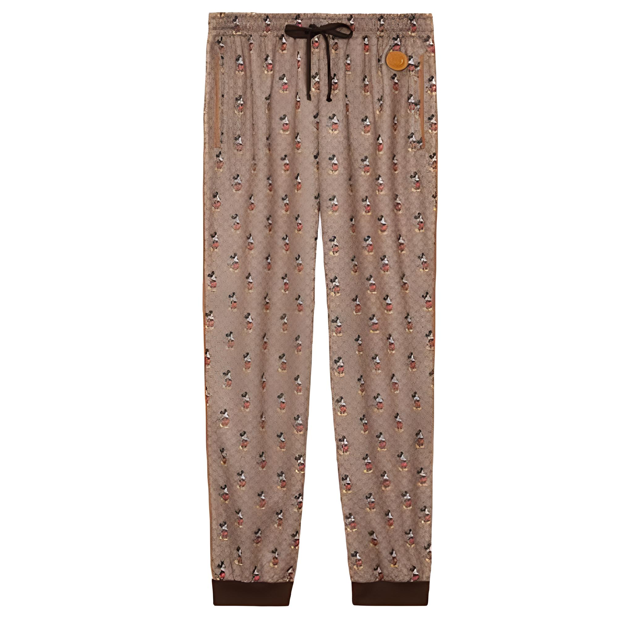 (Women) GUCCI x Disney FW22 Mickey Print Elastic Waist Jogger Pants Women Brown. 605437-XJB64-2100