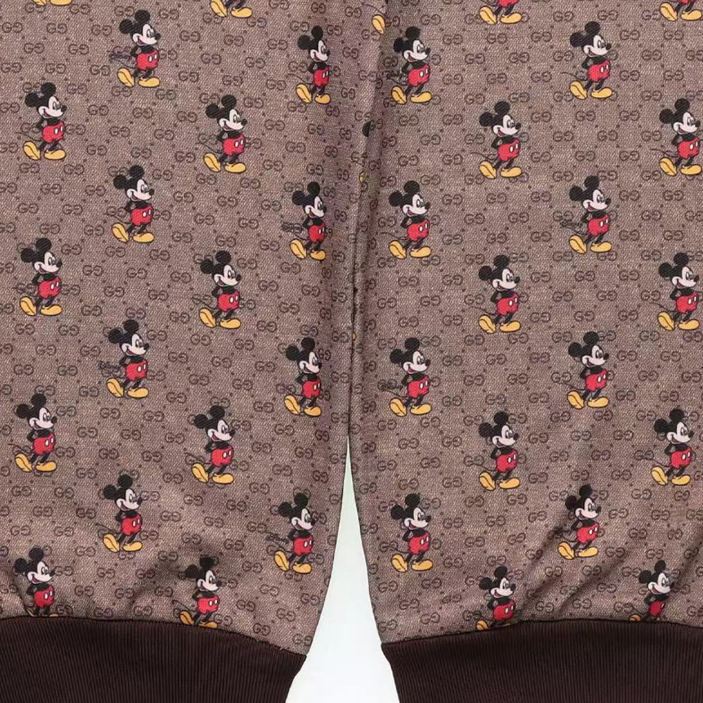 Sizing (W) Pantalones Jogger Mujer Marrón GUCCI x Disney FW22 Estampado Mickey Cintura Elástica. 605437-XJB64-2100