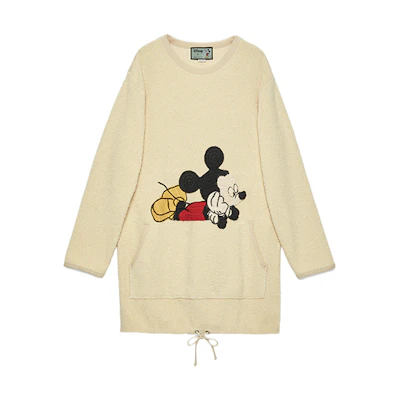(Women) Gucci Disney Ivory Cartoon Print Long Sleeve Dress 606143-XKA5G-9200
