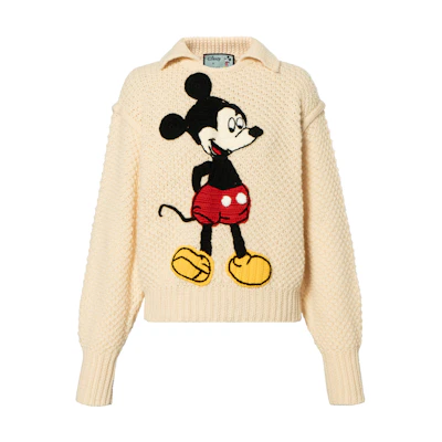 (Women) GUCCI Disney Ivory Sweater with Mickey Mouse Print 599245-XKA37-9192