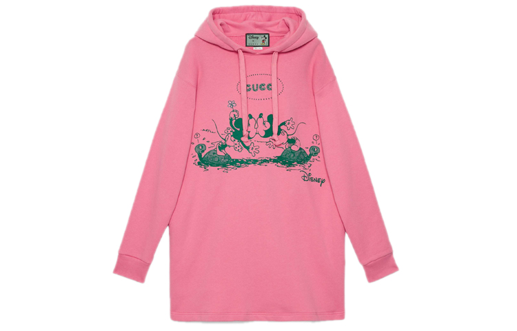 (Women) Gucci x Disney Pink Cartoon Logo Hoodie Dress 610127-XJB8A-5412