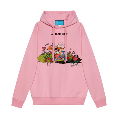 (Women) Gucci Disney Pink Donald Duck Cartoon Hoodie 615061-XJDC7-5358
