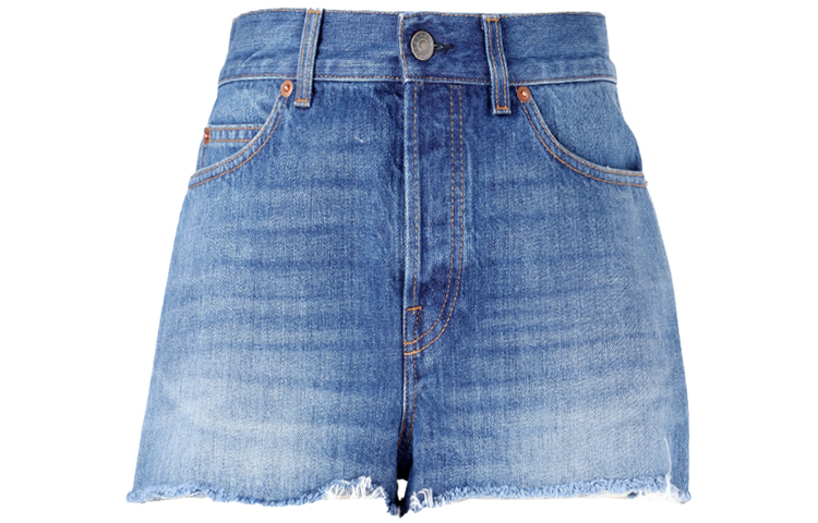 (Women) Gucci x Donald Duck Washed Raw Denim Mid-rise Blue Shorts 652655-XDBLD-4447