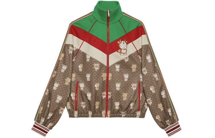 (Women) Gucci x Doraemon Embroidered Striped Jacket Womens Brown 656604-XJDH0-2231