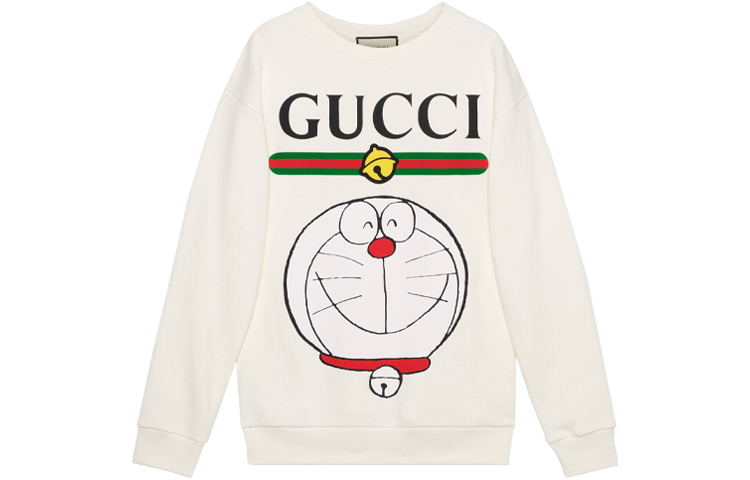 (Women) Gucci x Doraemon Ivory Logo Print Crewneck Sweatshirt 617964-XJDIK-9095