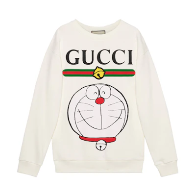 (Women) Gucci Doraemon Ivory Logo Print Crewneck Sweatshirt 617964-XJDIK-9095