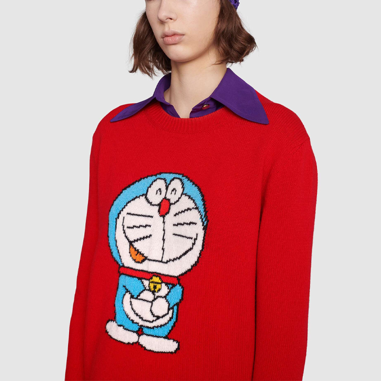 Details for (W) GUCCI x Doraemon Sweater Merah Kartun Longgar Wanita. 655654-XKBVW-6076