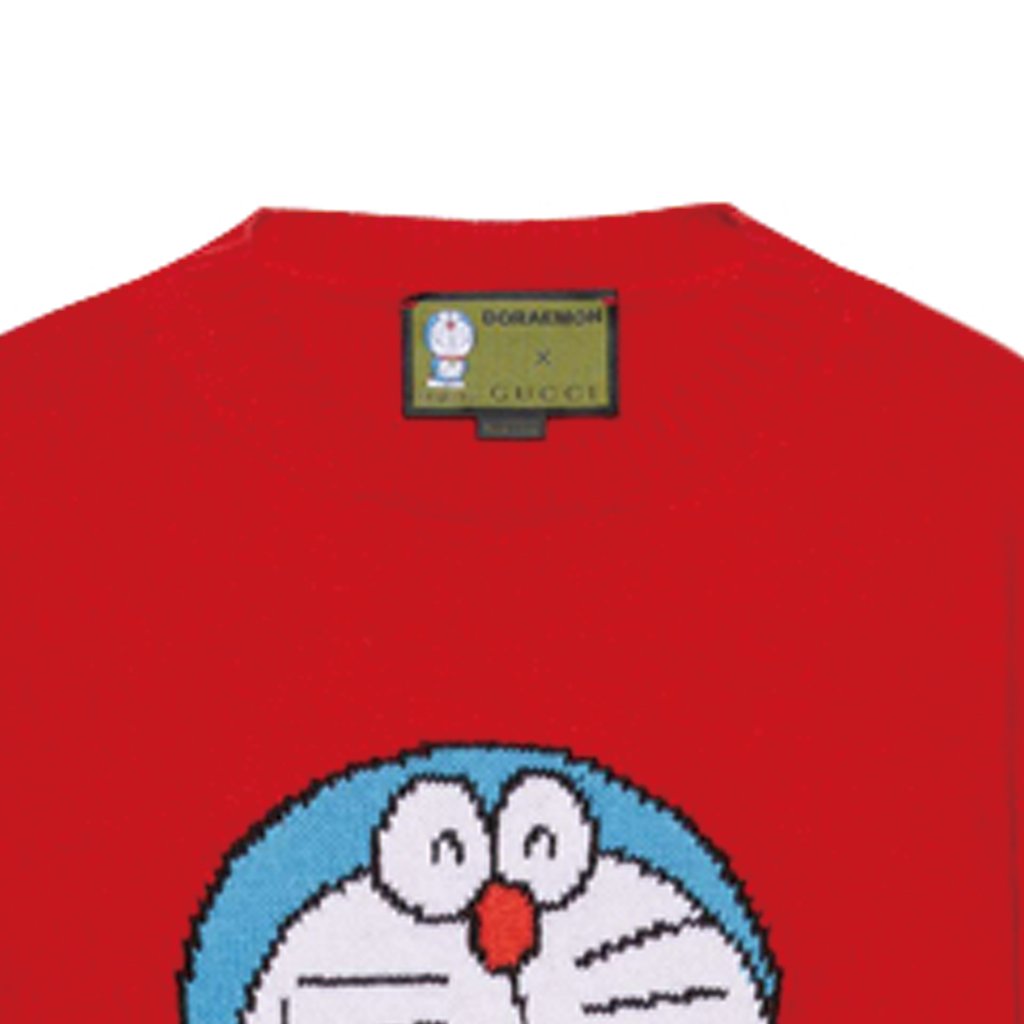 Sizing (W) GUCCI x Doraemon Sweater Merah Kartun Longgar Wanita. 655654-XKBVW-6076