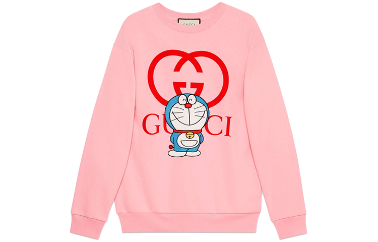 (Women) Gucci Doraemon Pink Crewneck Sweatshirt With Doraemon Print. 617964-XJDIC-5904