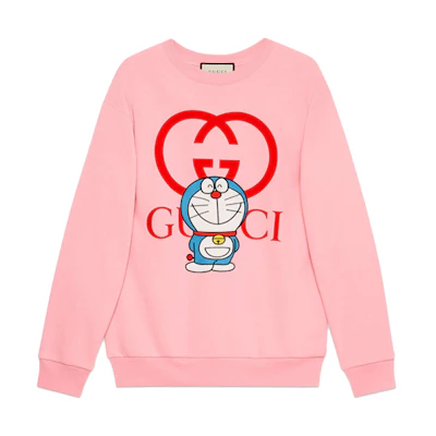 (Women) Gucci Doraemon Pink Crewneck Sweatshirt With Doraemon Print. 617964-XJDIC-5904