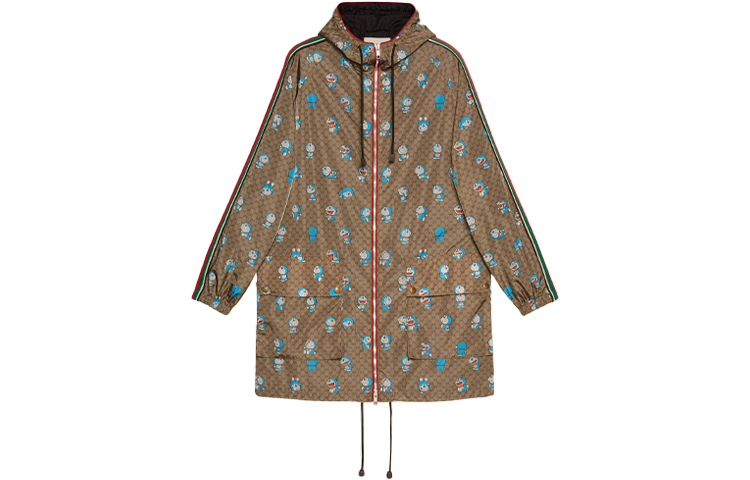 (Women) Gucci Doraemon SS21 Beige Printed Nylon Hooded Jacket Collaboration 657044-ZAGSG-2091