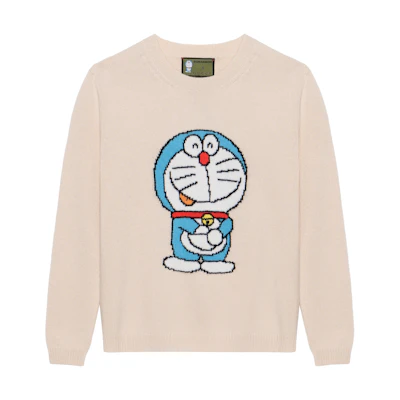(Women) Gucci Doraemon SS21 Ivory Cartoon Print Wool Sweater 655654-XKBVW-8002