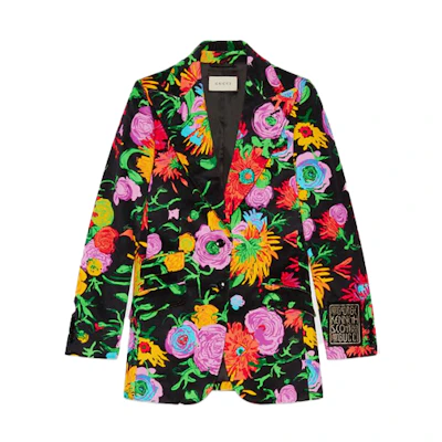 (Women) Gucci Ken Scott Floral Velvet Blazer Jacket Multicolor 652553-ZAGIV-1187