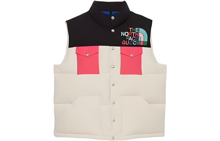 (Women) GUCCI TNF  SS22 Puffer Vest Logo Print Ivory White. 672459-XAAEP-9202