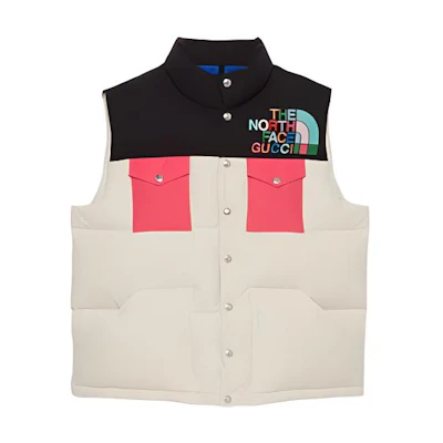 (Women) GUCCI TNF SS22 Puffer Vest Logo Print Ivory White. 672459-XAAEP-9202