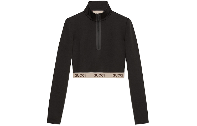 (Women) Gucci x The North Face Black Logo Crop Sweatshirt SS22 Collaboration 672399-XJDS6-1082