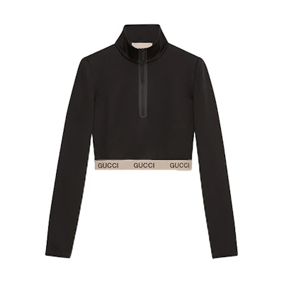 (Women) Gucci TNF Black Logo Crop Sweatshirt SS22 Collaboration 672399-XJDS6-1082