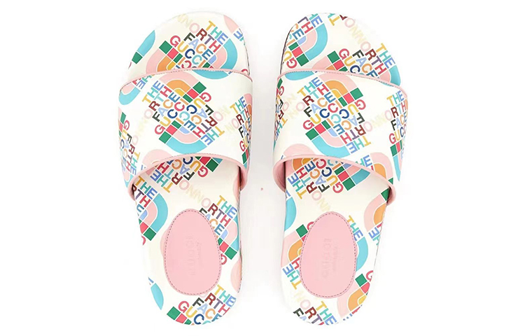 Lookbook (W) 구찌 x 노스페이스 가죽 샌들 (화이트/멀티) 685636-CPDH0-5880