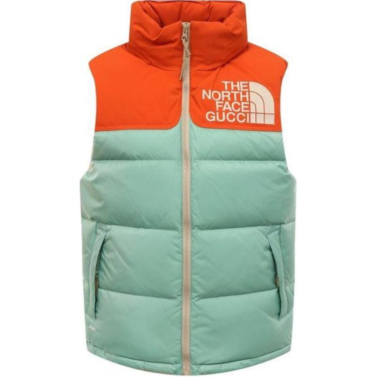 (Women) Gucci x The North Face Logo Colorblock Puffer Vest Hoodie Floral 663739-XLUHP-3421