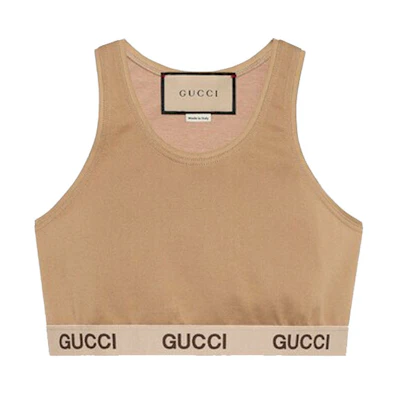(Women) Gucci TNF Logo Strap Brown Casual Tank Top 672401-XJDS6-2597