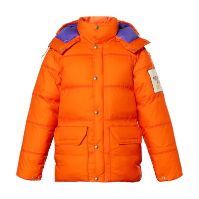 (Women) Gucci TNF Orange Letter Logo Hooded Down Jacket 663726-XAACY-6677