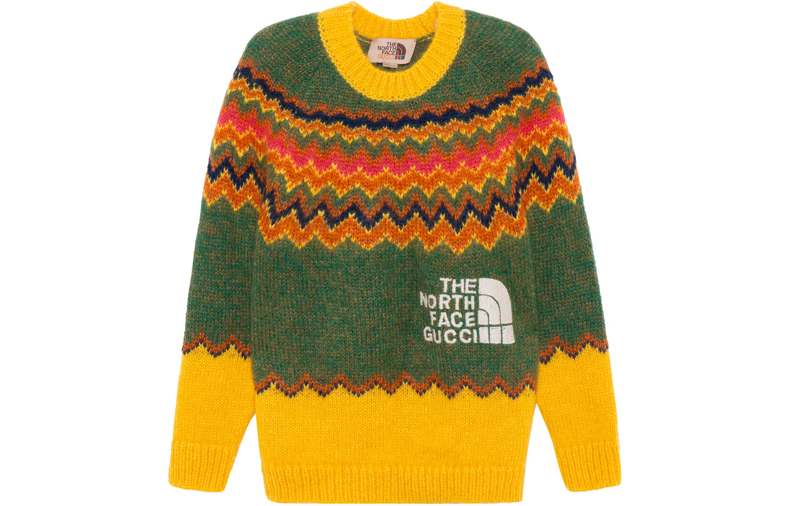 (Women) Gucci x The North Face Urban Exploration FW21 Green Patterned Pullover Sweater 671690-XKB19-7261