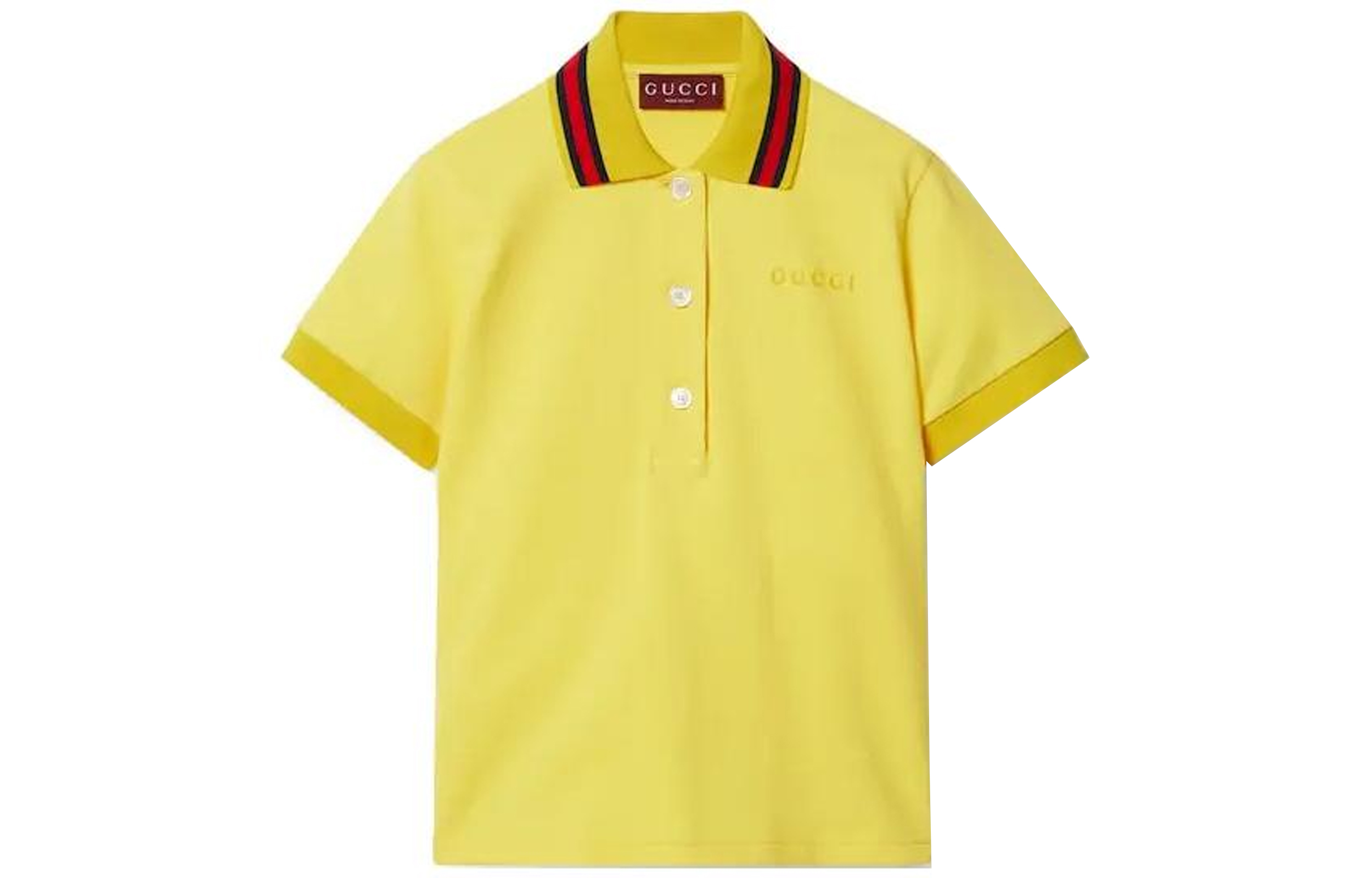 (Women) Gucci Yellow Logo Embroidered Short Sleeve Polo Shirt 789266-XJGLZ-7738