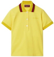 (Women) Gucci Yellow Logo Embroidered Short Sleeve Polo Shirt 789266-XJGLZ-7738 (Women) Gucci Yellow Logo Embroidered Short Sleeve Polo Shirt 789266-XJGLZ-7738