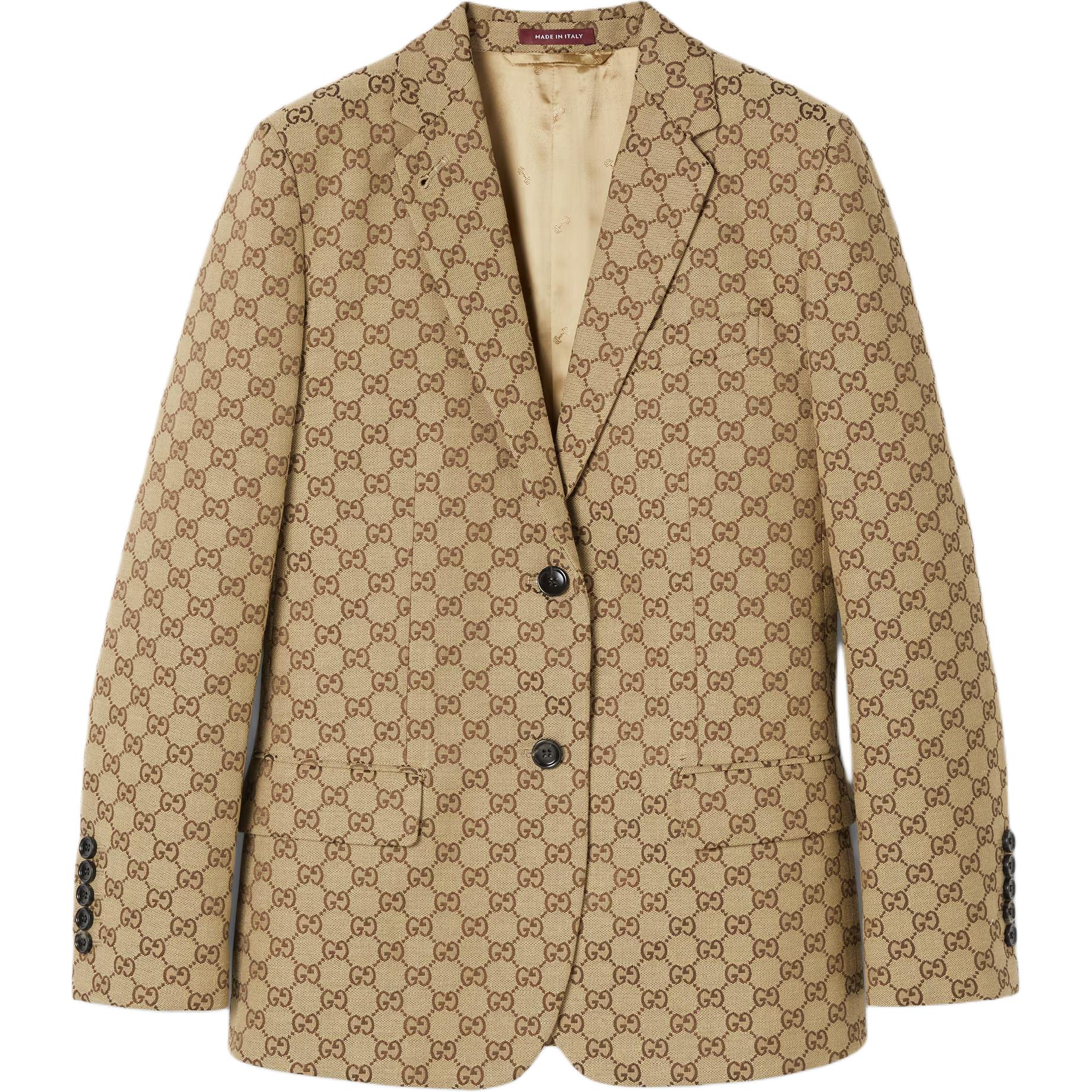 (Women) Gucci Yellow Monogram Single-Breasted Long Sleeve Jacket 785972-ZAF4S-2190