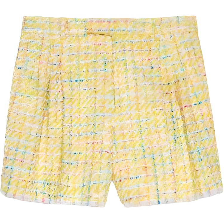 (Women) Gucci Yellow Plaid Print Zip-Up Wide-Leg Casual Shorts 756428-ZAMMF-7003