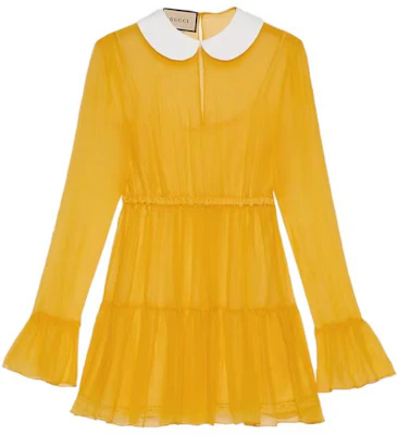 (Women) Gucci Yellow Ruffled Pleated Long Sleeve Mini Dress SS23 728125-ZAL3Y-7537 Buy (Women) Gucci Yellow Ruffled Pleated Long Sleeve Mini Dress SS23 728125-ZAL3Y-7537