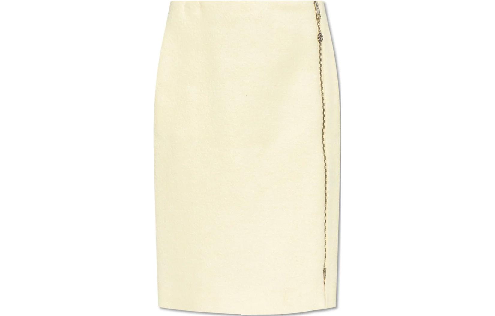 (Women) Gucci Yellow Solid Zipper Casual Midi Skirt 761362-ZAO0A-9205