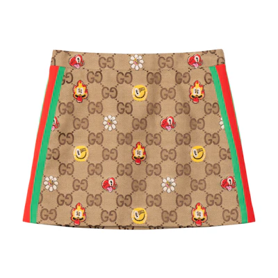 (Women) Gucci Zipper Tape Monogram Fitted Casual Mini Skirt Women Camel 781769-ZAQAK-2190