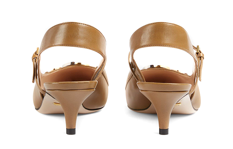 Shop GUCCI 古奇 Zumi 淺口高跟鞋 女款 淺棕